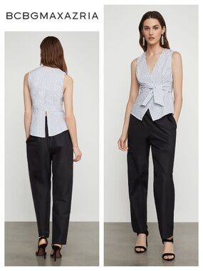 BCBGMaxAzria Ikat Stripe Faux Wrap Top